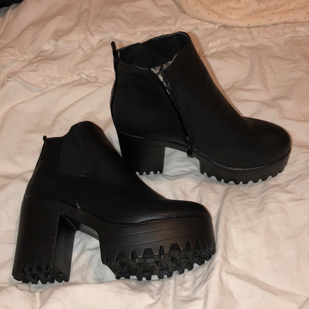 Black Platform Ankle Booties